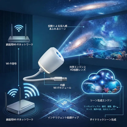 公式ストア✨SIENOVA®⭐ 360°ギャラクシー＆オーシャンウェーブ アンビエントプロジェクター